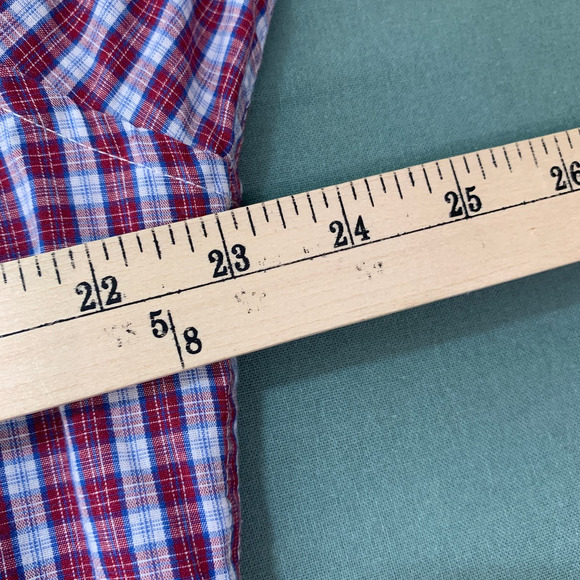 Panhandle Shirt Mens Size Large Red Blue Plaid Snap Front Western Cowboy Pockets - Picture 9 of 10